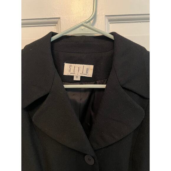 Vintage 100% Wool Black Trench Coat Blazer Made in USA Style Moda Women's 8 - Picture 8 of 8
